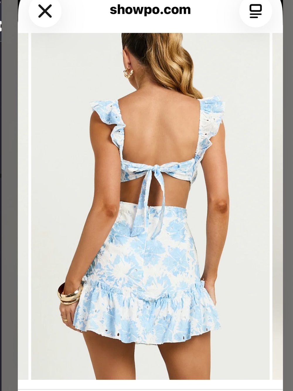 Anisha Mini Dress in Light Blue and White S - Picture 2 of 9